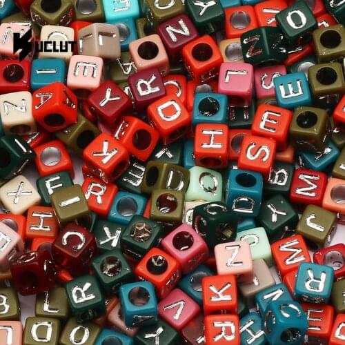 Mixed Letter Acrylic Square Cube Loose Spacer Alphabet Beads for Jewelry Making Handmade Diy Bracelet Necklace Accessories