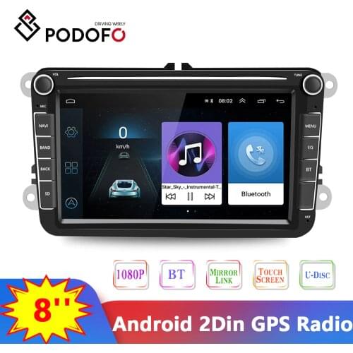 Podofo Car Radio Android 8.1 2 Din GPS Car Stereo Radio Touch Screen Car MP5 Player with Bluetooth GPS FM Radio Receiver for VW