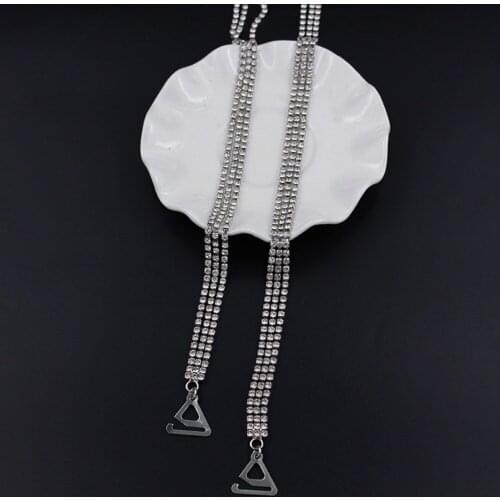 Women Dance Luxury Beautiful Clothing Accessories Three Rows Crystal Shoulder Strap Underwear Adjust Bra Invisible Belt BraStrip