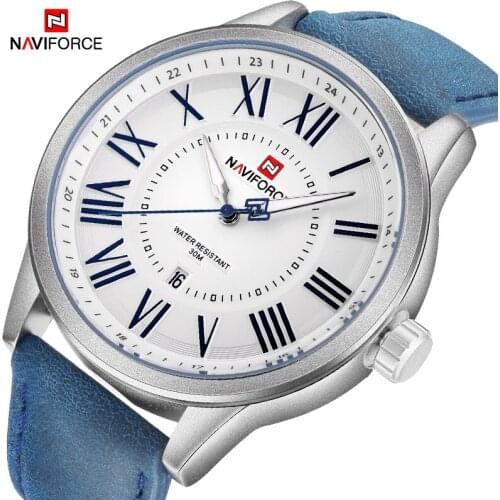 Naviforce Top Luxury Brand Leather Strap Sports Casual Watches Mens Quartz Date Clock Waterproof Wrist Watch Relogio masculino