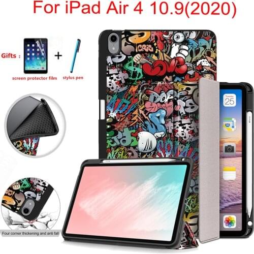 For iPad Air 4 Case With Pencil Holder 10.9 2020 PU Leather Stand Cover Funda For iPad Air 4 2020 10 9 inch Tablet Cases