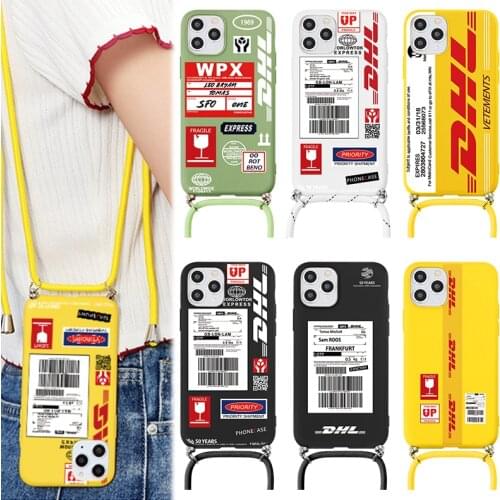 Dhl Express Silicone Cover Necklace Cord Lanyards Phone Case For iPhone 11 Pro Max SE 2020 X XR XS 6 6s 7 8 Plus 12 Pro Max Mini