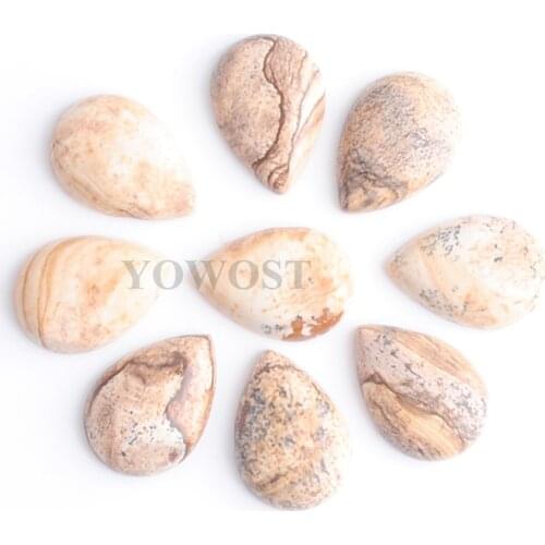 Natural Picture Jaspers Stones For Handcrafted Jewelry Making Ring Earrings Drop Cabochon CAB No Hole 18x25x6mm 10pcs/lot QU3190