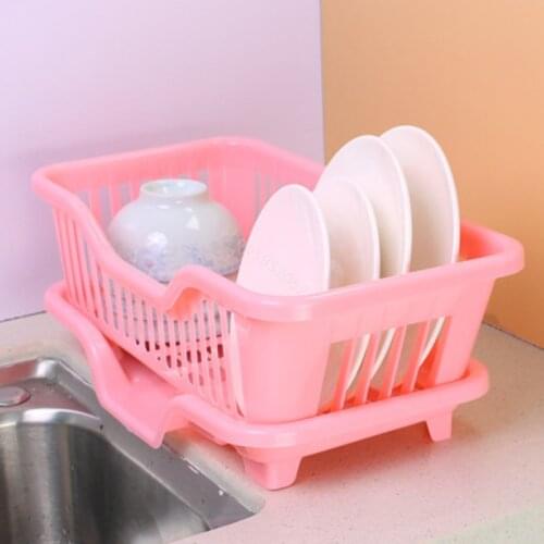 Kitchen Sink Dish Plate Utensil Drainer Drying Rack Holder Basket Organizer Tray White