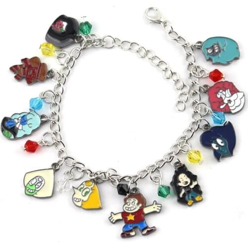 Hot Anime Catoon 10 Themed Charms Steven Universe Bracelet Assorted Metal Charm Bracelets for Gifts Dropping