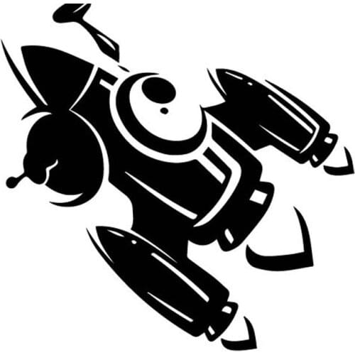 Personality Car Sticker Dazzling Cartoon Rocket Launches Exquisite PVC Car Decoration Sticker Creative Waterproof Black/white