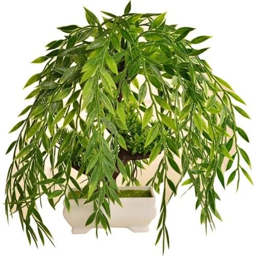 1pc Artificial Plant Decor Realistic Faux Weeping Willow Fake Plant For Home Office Lifelike Potted Artificial Plant Accessories