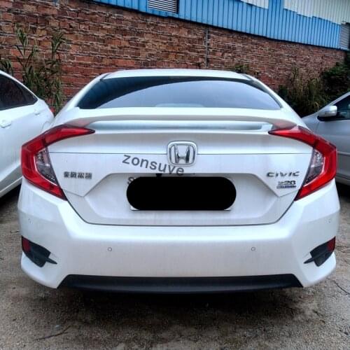 Use For Honda Civic 2016--2019 Year Spoiler Sport ABS Plastic Carbon Fiber Look Rear Trunk Wing Car Body Kit Accessories
