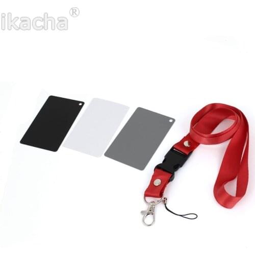 New Digital Camera 3 in 1 Pocket-Size White Black Grey Balance Cards Gray Card with Neck Strap for Digital Photography Camera