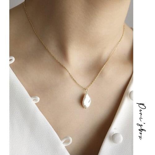 Perisbox Irregular Baroque Pearl Necklaces Genuine Freshwater Pearl Necklaces Choker 925 Sterling Silver Necklaces for Women