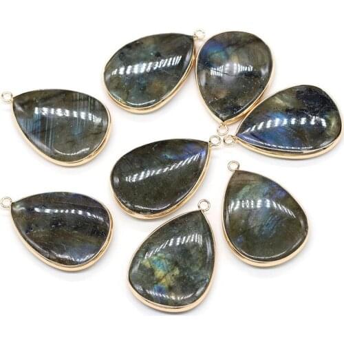 Natural Flash Labradorites Pendant Fashion Water Drop Shape Pendant Charms for DIY Jewelry Best Birthday Gift Size 22x40mm
