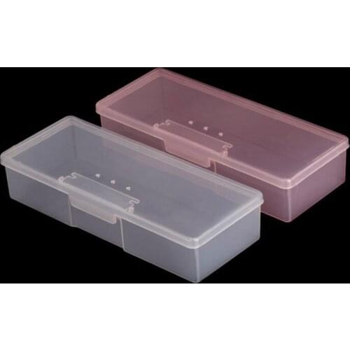 Nail Art Storage Box Polishing File Buffer Container Rectangle Translucent Plastic Nail Drawing Pen Brush Case Organizer