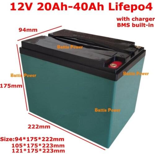 Portable 12V 20Ah 25Ah 30Ah 35ah 40Ah Lifepo4 lithium battery with BMS 4S 12V battery for backup power bank solar panel UPS