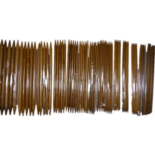 Retail 20cm 5pc/size 15 size/set 5set/lot Bamboo Straight Needle Carbonized Double Pointed Carbonized Bamboo Knitting Needle Set