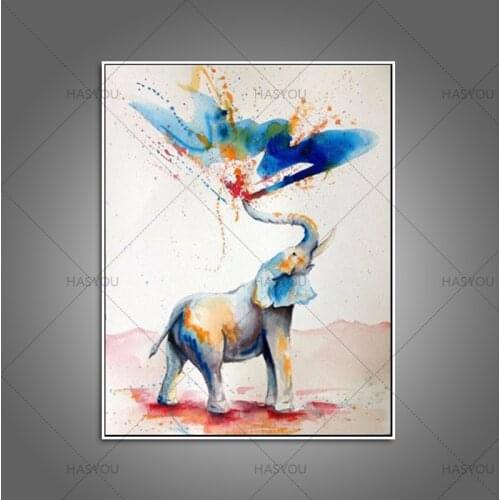 Hand painted large animal wall pictures the big lovely elephant canvas picture oil painting sitting room home decoration art