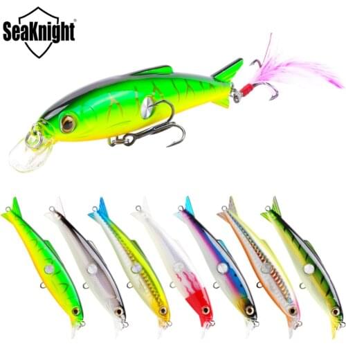 SeaKnight SK007 Minnow Fishing Lure 7PCS Wobblers 10cm 16g 0.6-1.2M Artificial Bait with Feather Carp Fishing Tackle for Fishing