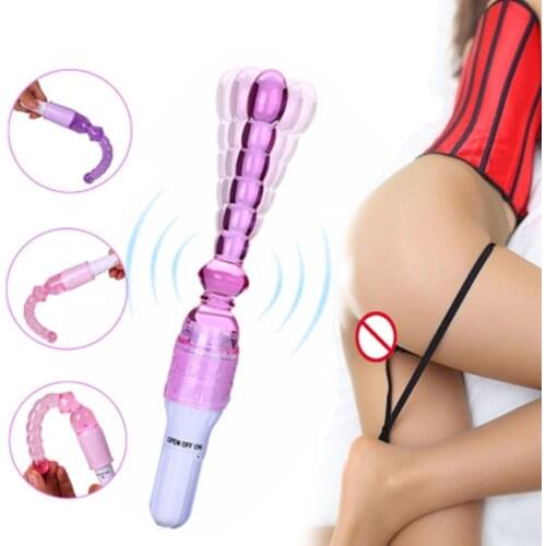 Silicone Pussy G-Spot Massager Long Stick Jelly Vibrator Anal Butt Plug Beads Adults Sex Shop Couple Sex Toy Masturbator Dildo