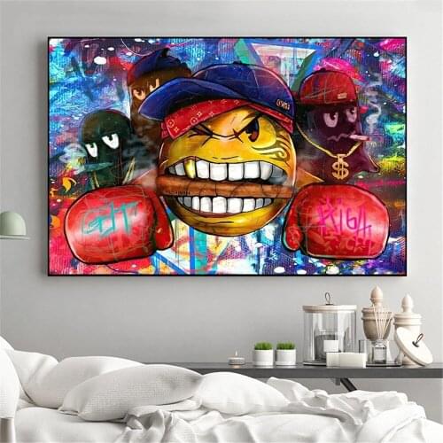 Funny Pac-Man Portrait Art Paintings on The Wall Graffiti Art Canvas Posters Print Cartoons Pictures for Home Decoration Cuadros