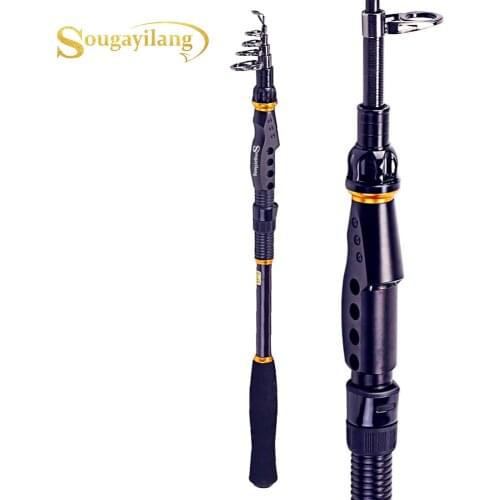 Sougayilang Spinning Fishing Rod 1.8-3.6m Carbon Fiber Material Portable Telescopic Fishing Rod Tackle De Pesca