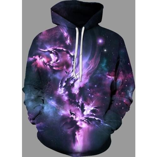 Trend Autumn Sweatshirts Men Hoodies Lightning Starry Sky Print Hoodie Tops Coat Male Casual Loose Pullover Oversized Tracksuit