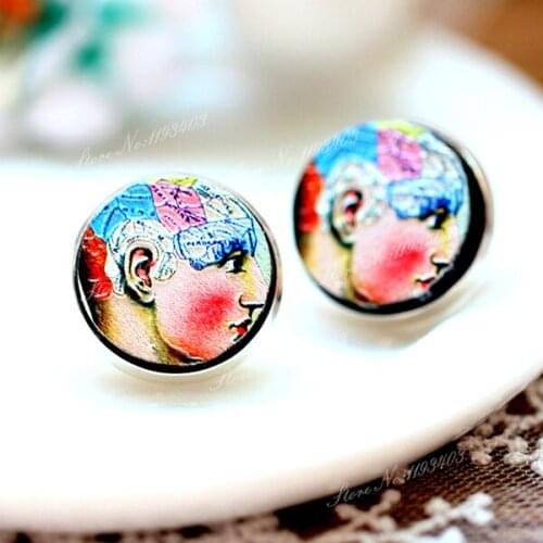 Unique 3D Embossed 16mm Round Coloured Drawing pattern Laser Cut wood Cabochon DIY for Rings, Earring,Brooch,Necklace
