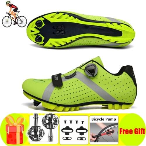 Cycling-Shoes Sapatilha Ciclismo MTB Mountain Bike SPD Pedals Set Professional Green Sneakers Men Self-Locking Unisex Bicicleta