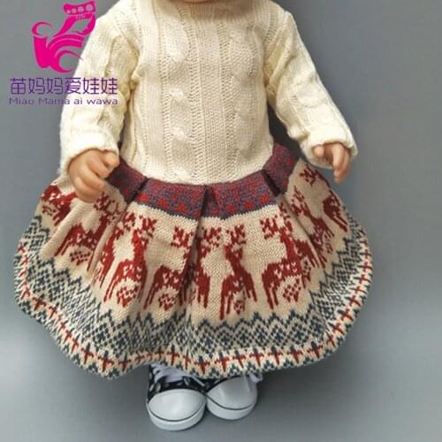 Baby Doll Knit Dress and Hat Fit for 18 Inch Dolls Suit Baby 43cm Dolls Quality Suit Girl Baby Gitf Toy
