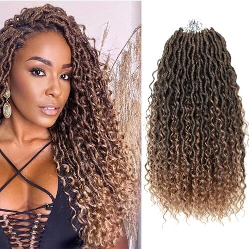 Faux Locs With Curly Hair Goddess Crochet Braids Hair Braiding Passion Twist Faux Goddess River Locs Ombre Brown
