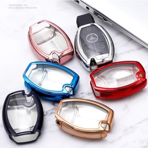New PC+TPU Key Case Cover Key Case Protective Shell For Mercedes-Benz Car Key Bag GLA200E-Class C-Class Key Fob Car Accessories