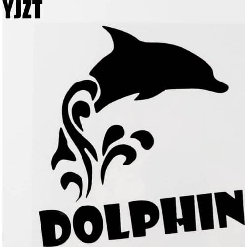 YJZT 15.5CM×16.7CM Interesting Animal Dolphin Jumping Vinyl Car Window Sticker Decal Black/Silver 8C-0562