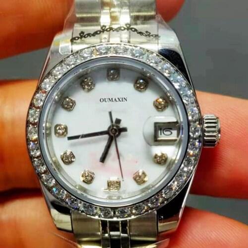 26.5mm Ladies Watch Automatic Mechanical Sapphire 316L Stainless Steel White Dial Ladies Clock 12633