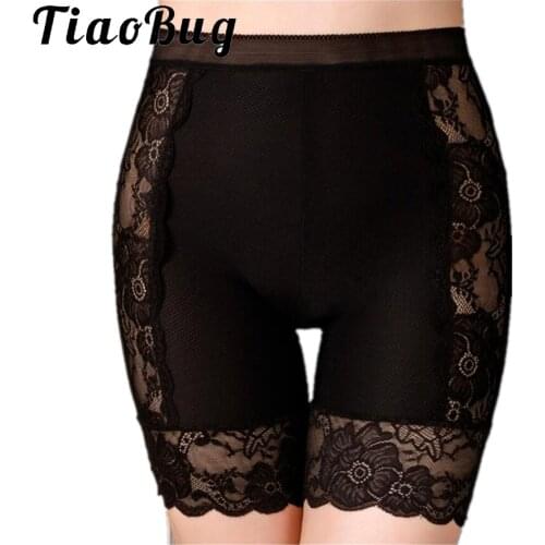 Female Stretchy Safety Short Pants Women Sexy Black Lace Shorts Leggings Tights Slim Stretchy Waistband Undershorts Underwear