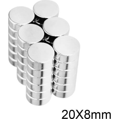 1/2/5/10/20/50pcs 20x8 N35 Round Magnets 20mmx8mm Neodymium Magnetic 20x8mm Permanent NdFeB Super Strong Powerful Magnet 20*8 mm