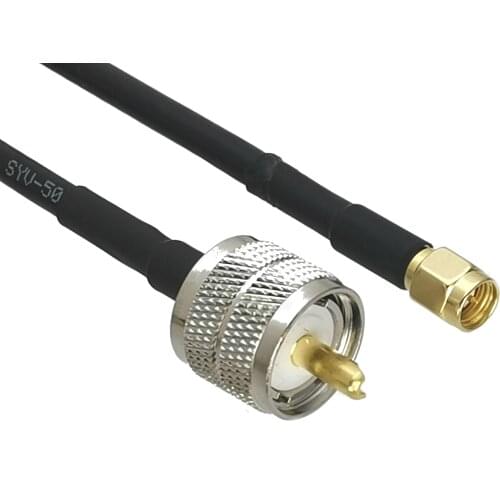 1Pcs UHF PL259 male plug to SMA male plug Connector straight crimp RG58 cable RF jumper pigtail 6inch~5M