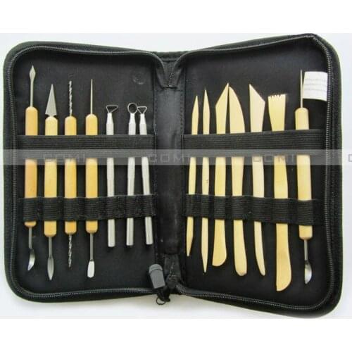 14-in-1 Wood Stainless Steel Pottery Clay Molding Carving Sculpting Tool Set Playdough Tools