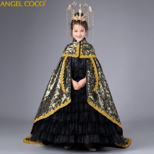 2PCS ropa juvenil Dress shawl Children Kids Dresses for Girls Party Wedding Gown Bronzing Girls Princess Dress Vestidos Infantil