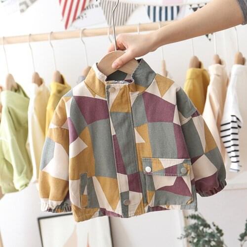 6M-6years 2020 kids spring and autumn casual high quality geometric jacket boy girl outdoor clothes