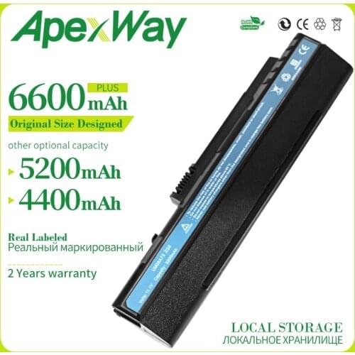 Apexway 6 cell Black Laptop Battery for Acer Aspire One zg5 A110 A150 D250 ZG5 P531h Series LC.BTP00.043 UM08A71 UM08A31 UM08A73