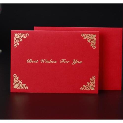 10pcs/lot Bronzing Wedding Business Invitation Employee Thanksgiving and Blessing Card Birthday Gift Card with Envelope