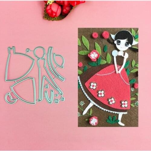Lovely Apron Girl cut die love heart toy doll Scrapbook card paper craft home decoration embossing stencil cutter