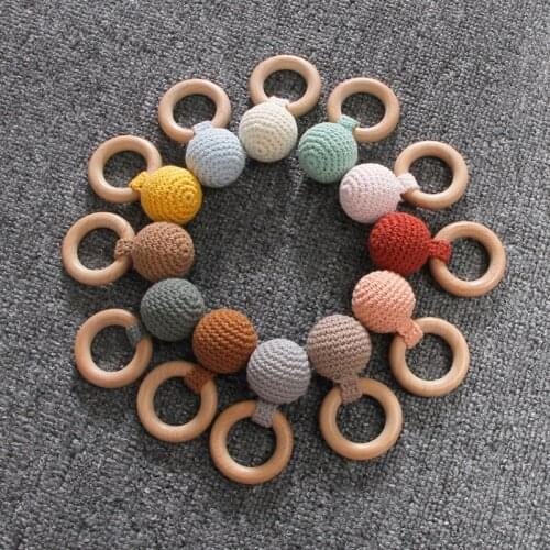 Wooden Natural Crochet Baby Infant Teether Teething Ring Jewelry Teething Toys