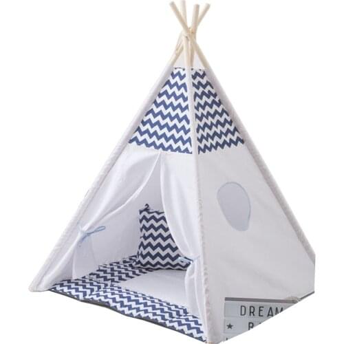 Blue stripe design kids play tent indian teepee children playhouse children play room teepee