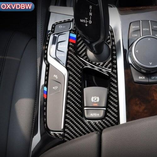 For BMW 5 Series G30 Carbon Fiber Car Center Control Gear Shift Panel Decorative Sticker Interior Trim LHD RHD Accessories