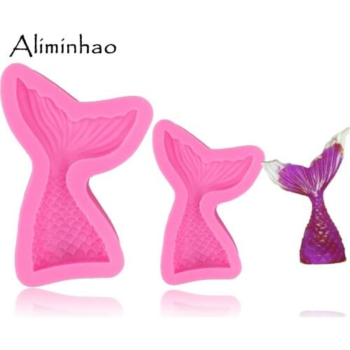 B0562 Mermaid Tail Fondant chocolate Moulds Silicone Mold Cake Decorating Baking Tools Handmade Soap Mold Fish Fork tail