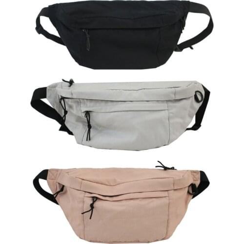 Unisex Large Capacity Canvas Fanny Pack Harajuku Solid Color Zipper Waist Bag Chest Pouch Adjustable Crossbody Handbag