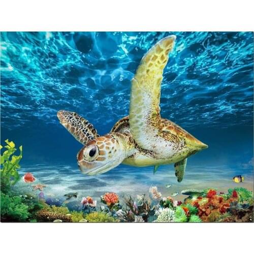 JMINE Div 5D Sea Turtle Underwater fish Full Diamond Painting cross stitch kits art High Quality Animal 3D paint by diamonds