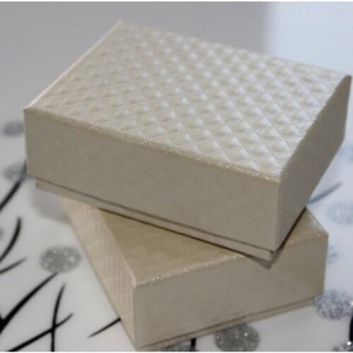 DoreenBeads Jewelry Box Wholesale Packaging Classic Beige Geometry Pattern Necklace Ring Box Gift Display 8.5*6.5*3.5cm 1 Piece