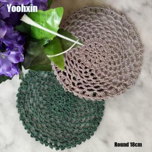 HOT Lace Round cotton Handmade table place mat dish pad Cloth crochet wedding placemat cup mug tea coffee coaster doily kitchen