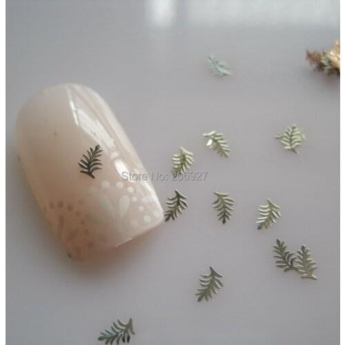 MS307-1 100pcs Sea Series Silver Cute Leaf Metal Sticker Nail Art Metal Sticker Nail Art Decoration Non-adhesive Sticker