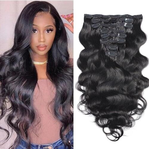 Body Wave Clip in Extensions Maxine Hair Body Wave Clip in Human Hair Extensions Natural 120g/set Remy Clip-on Hair for Women